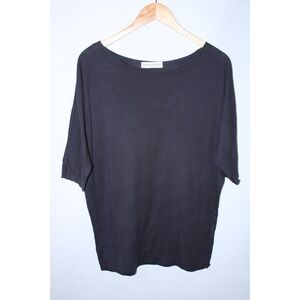 Black Crane Women's Small Pale Black Short Sleeve Dolman Top